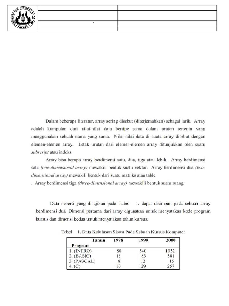 Labsheet 7 Array Dimensi Banyak | PDF