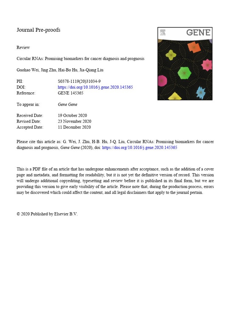 Circular RNAs - Promising Biomarkers For Cancer Diagnosis and Prognosis ...