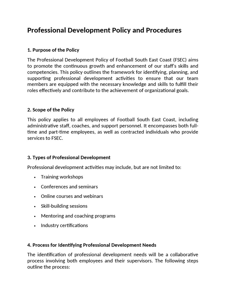 Professional Development Policy | PDF