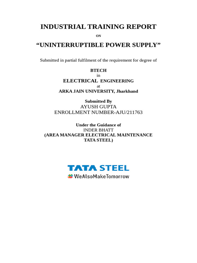 2 Itr, Tatasteel | PDF | Power Inverter | Technology & Engineering