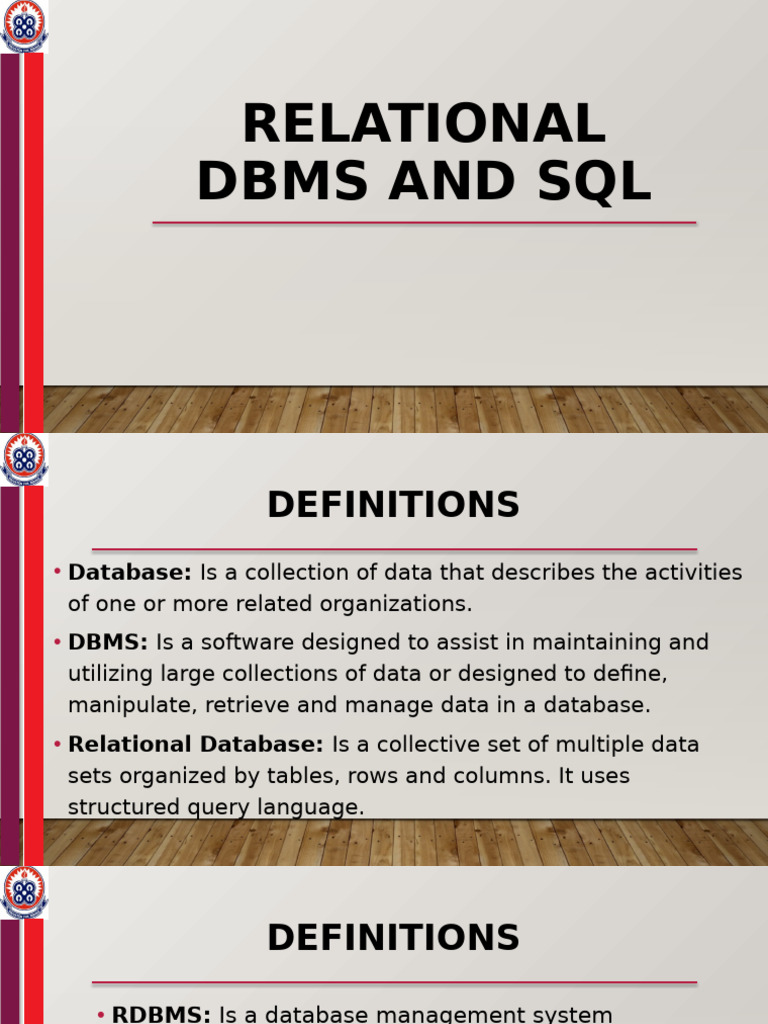 Lecture 2 1 ADBMS RelationalDBMS+SQL | PDF