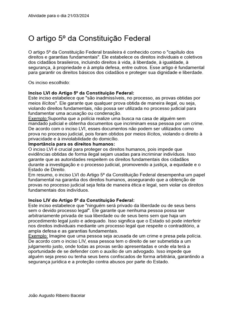 O Artigo 5º Da Constituição Federal | PDF