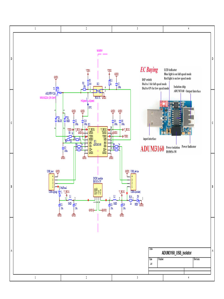 ADUM3160 USB Isolator Schematic | PDF