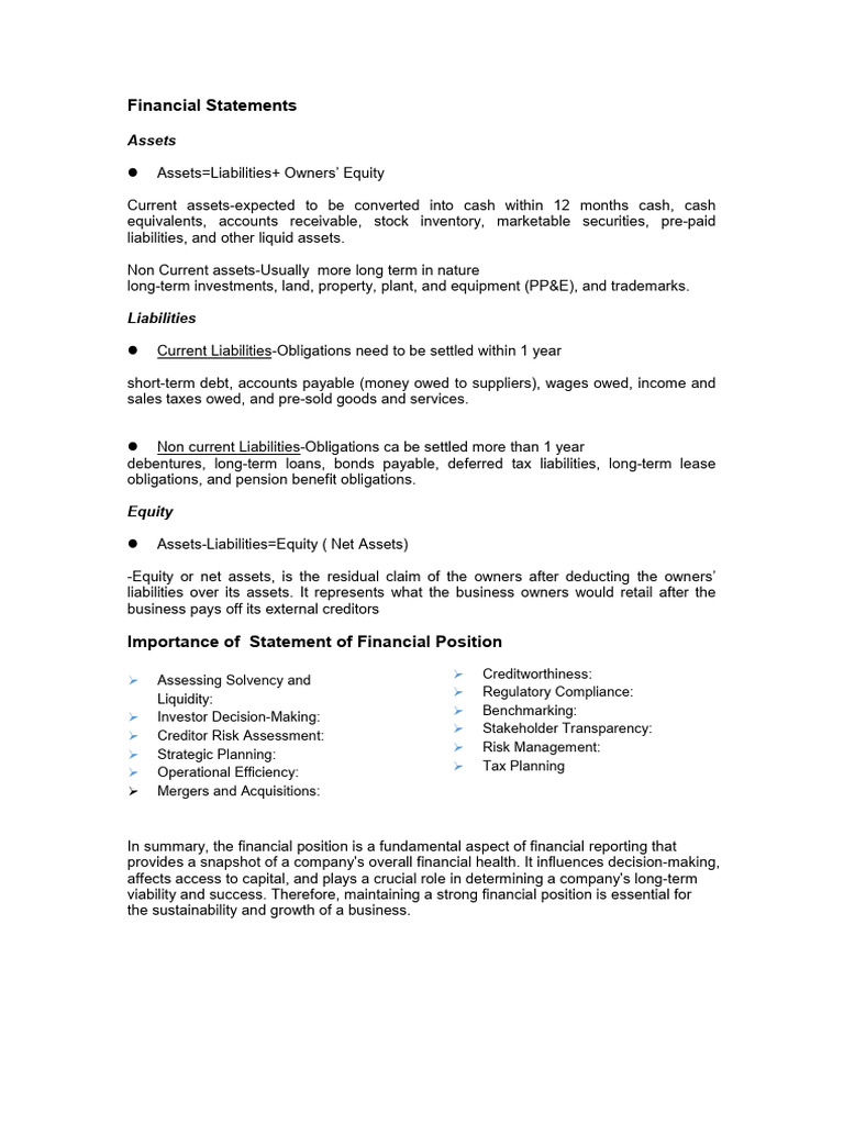 Financial Statements and Statements of Cash Flow Notes | PDF | Cost Of ...