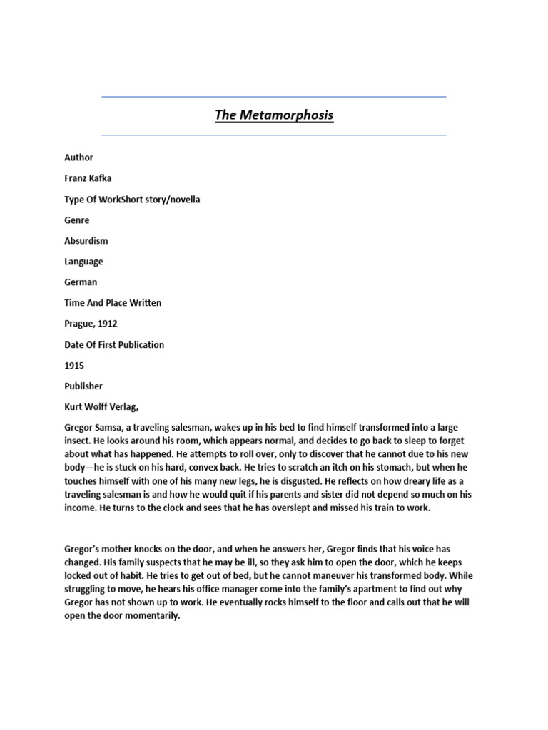 The Metamorphosis | PDF