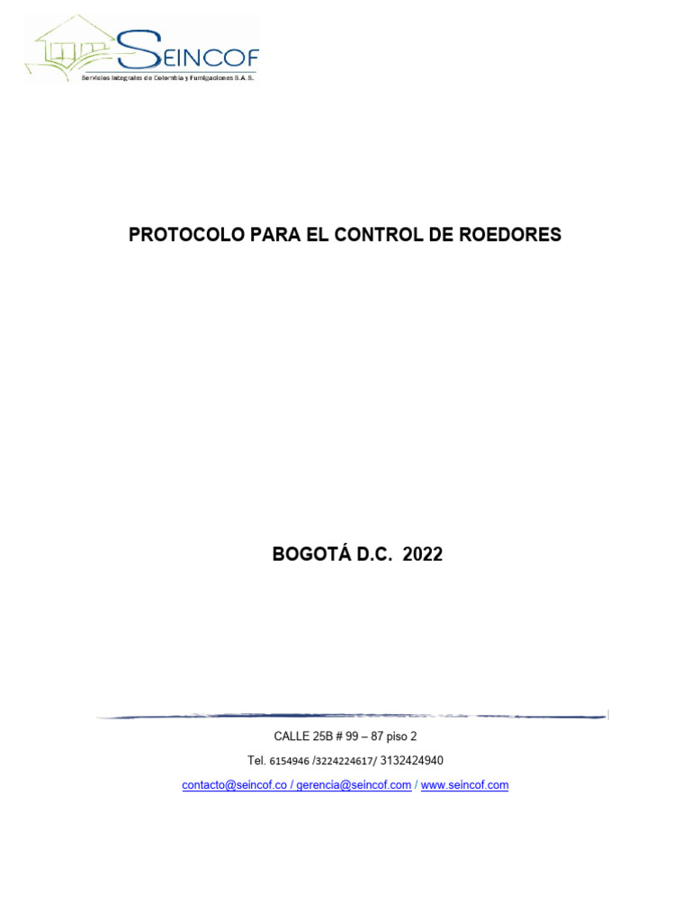 Protocolo de Control de Roedores 2022 | PDF | Roedor | Estudios de ...