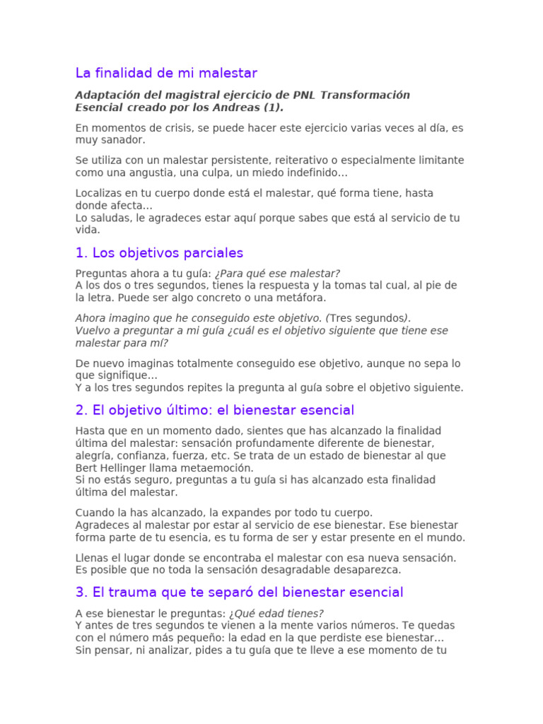 La Finalidad de Mi Malestar | PDF