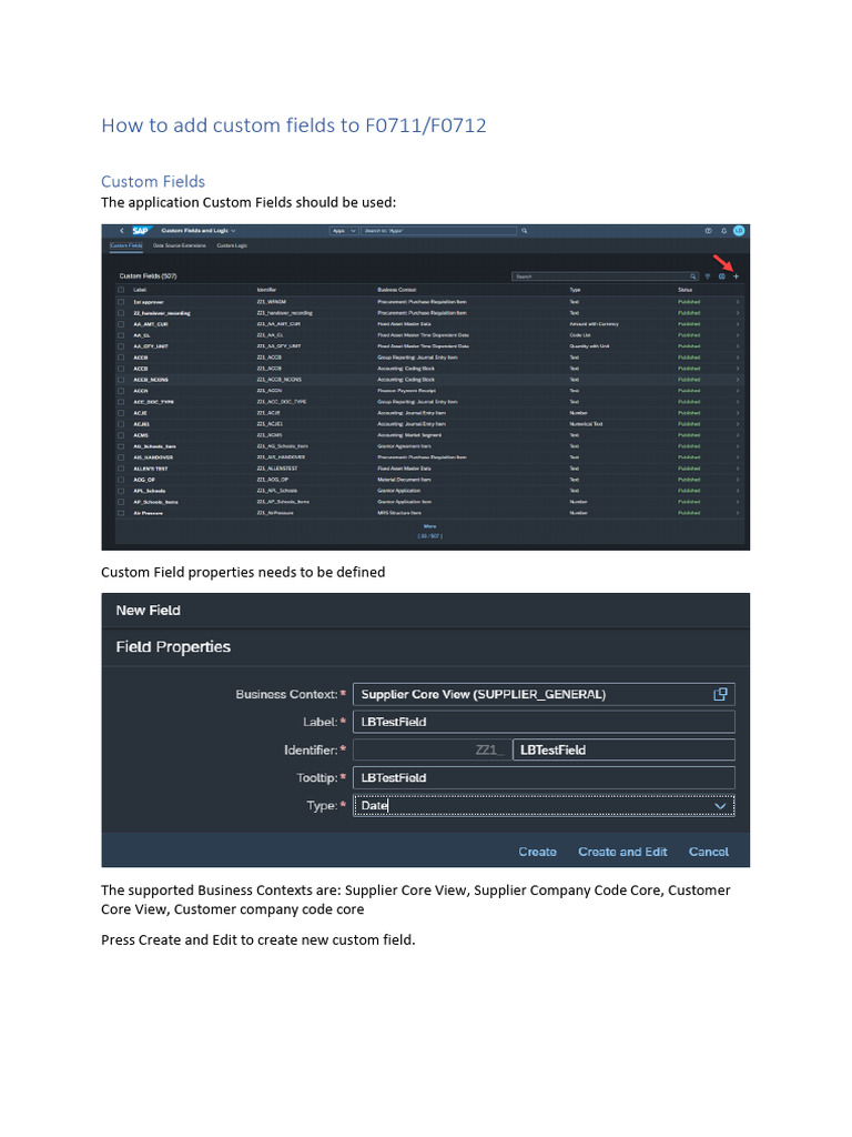 How To Add Custom Fields To F0711 | PDF
