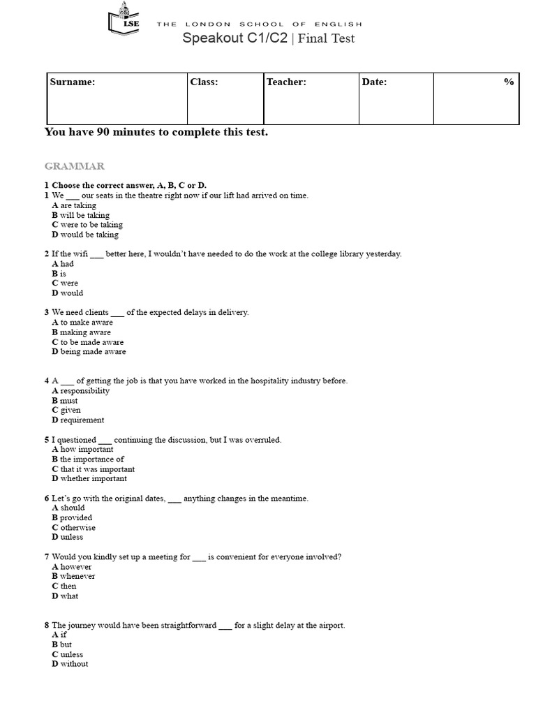Speakout C1-C2 FT 2024.docx-2 | PDF