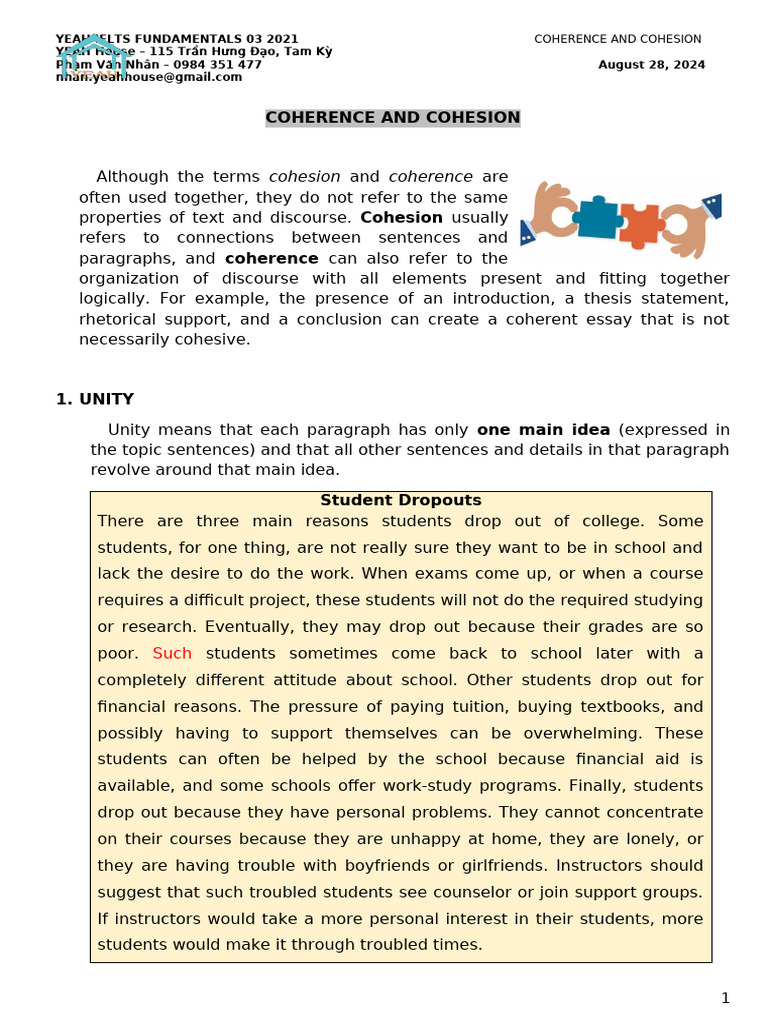 IELTS Coherence and Cohesion Guide | PDF | Clothing
