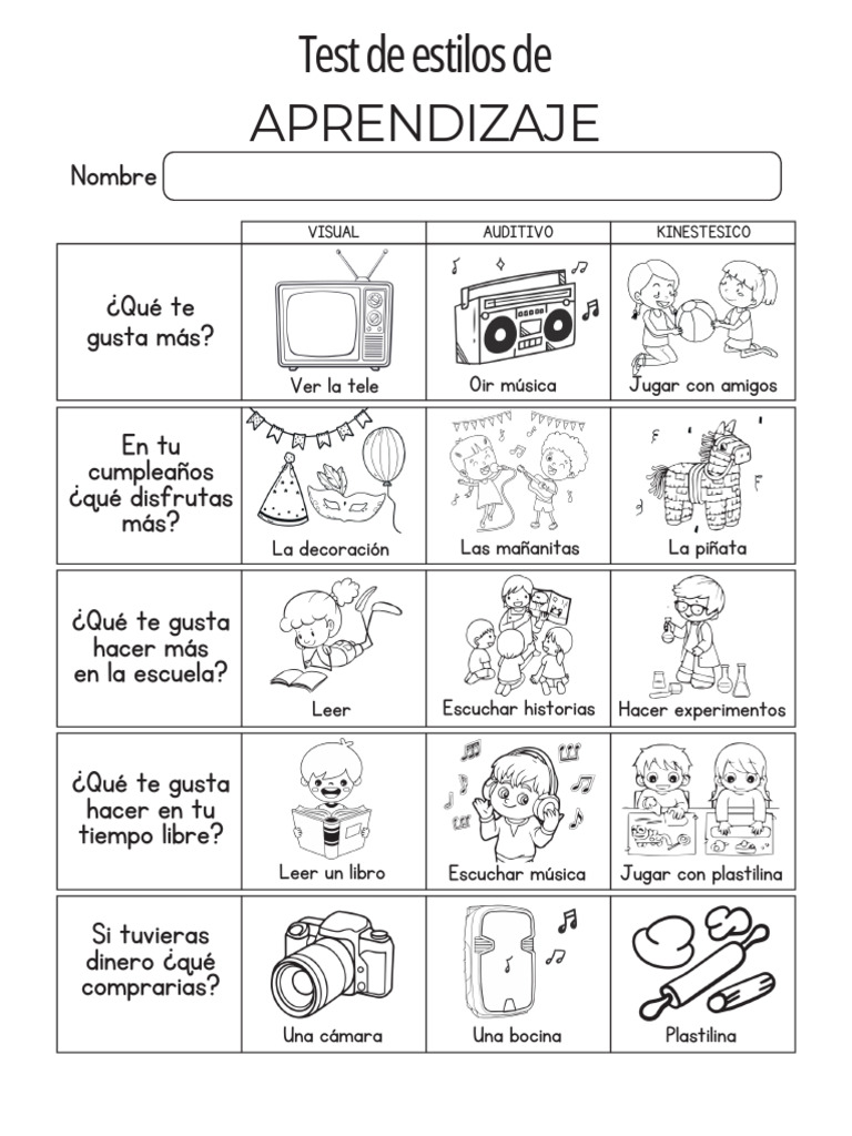 Test de Estilos de Aprendizaje Infantil | PDF
