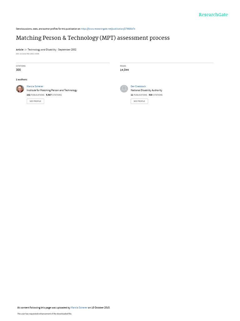 MPT Assessment Process for Technology Use | PDF | Goal | Behavioural ...