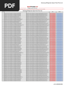 Samsung Refrigerator Spare Parts Price List