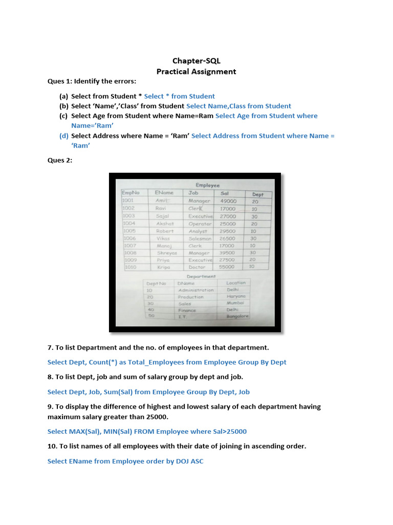 Practical Assignment of CH-SQL | PDF