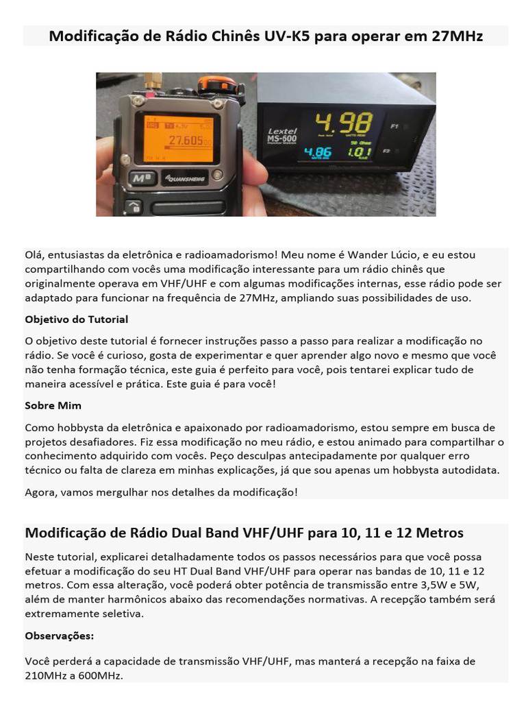 Mod-UV-K5-27MHz | PDF