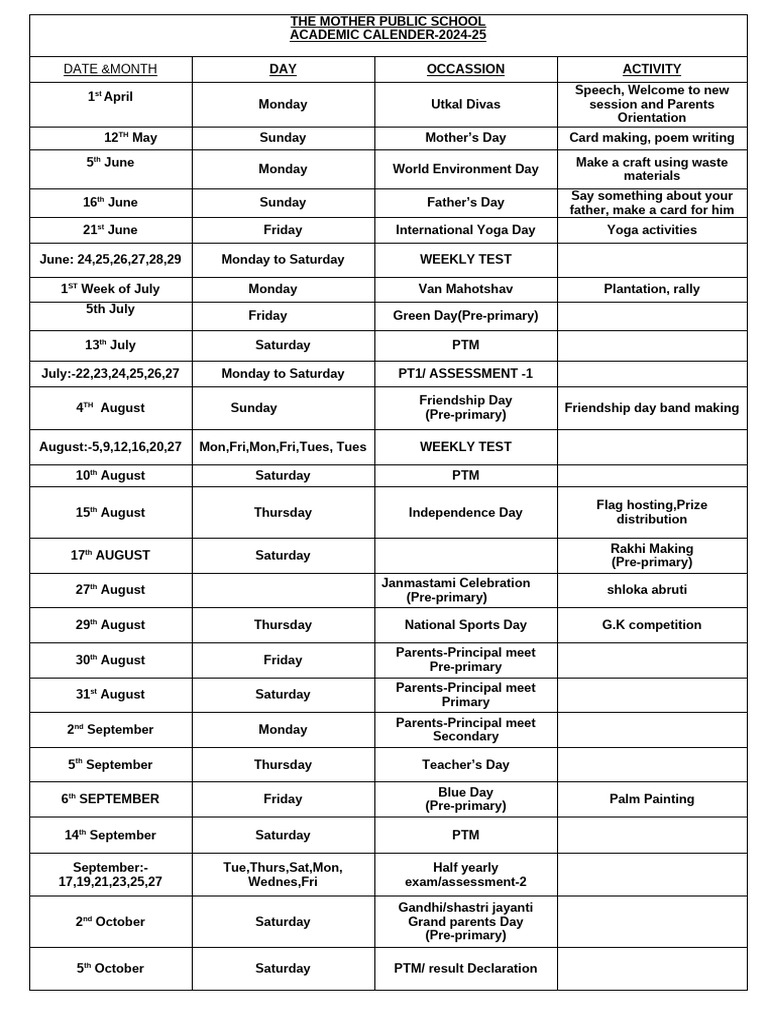 academic calender 2024-25 (Autosaved) | PDF