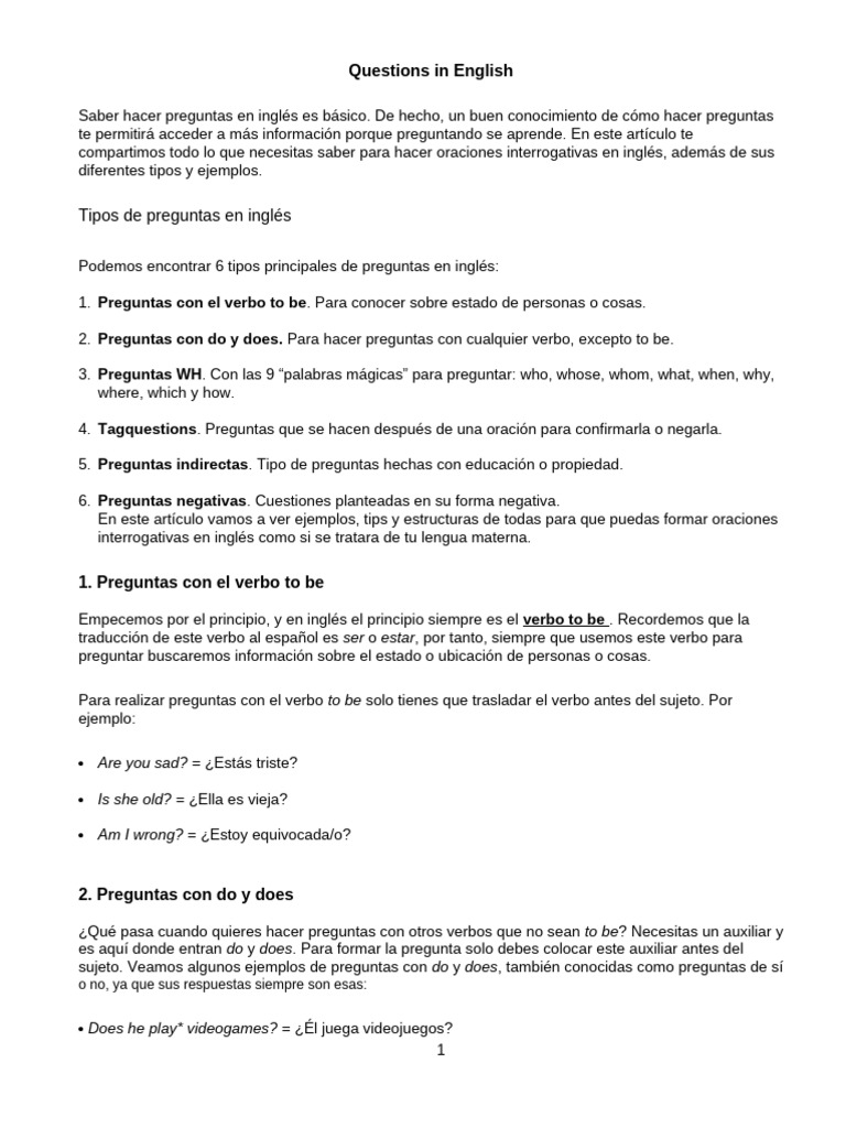 Types of Questions in English | PDF | Linguistic Typology | Language ...