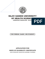 Rajiv Gandhi University of Health Sciences: Application For Issue of Eligibility Certificate