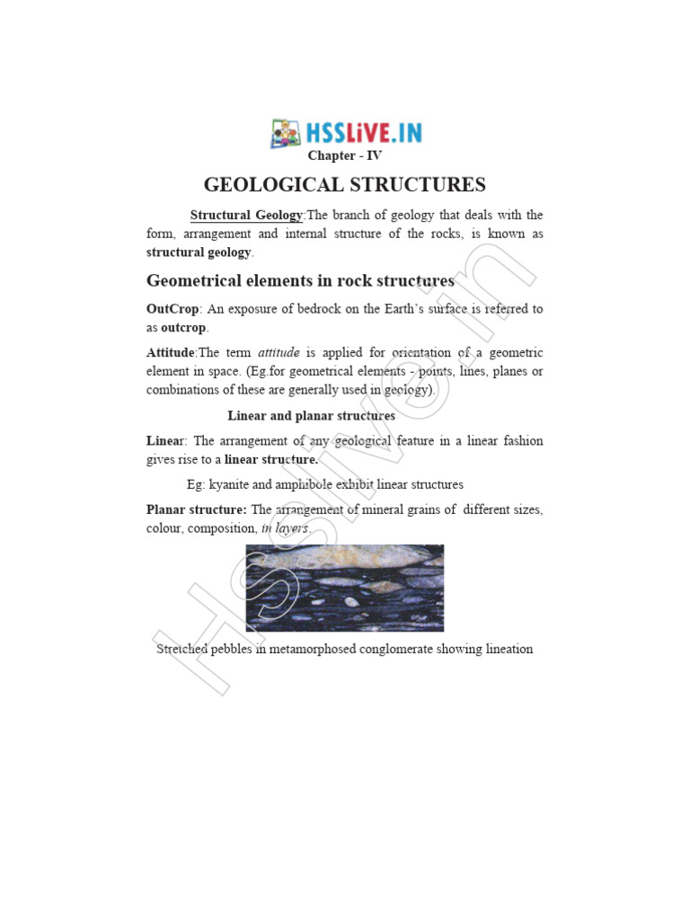 Hsslive Xii Geology Chapter 4 Geological Structures Pdf