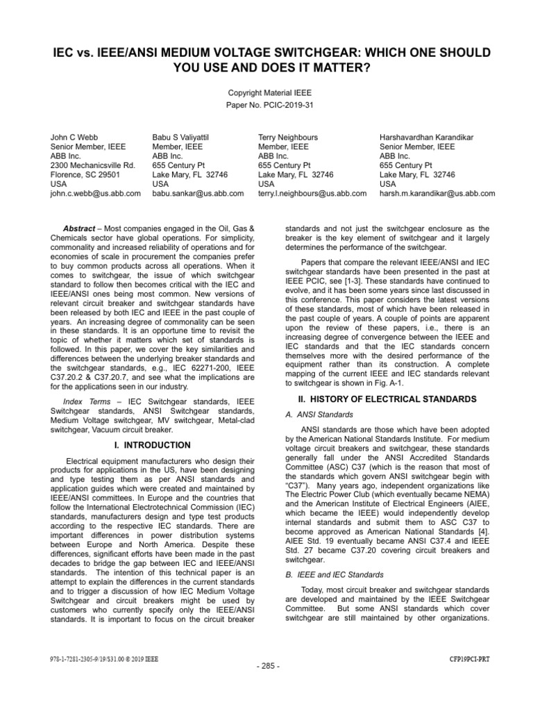 IEC vs. IEEE ANSI Medium Voltage Switchgear Which One Should You Use ...