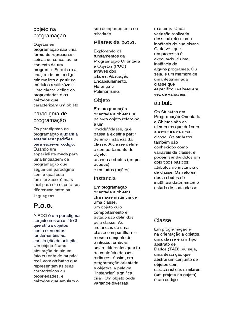 Fundamentos da Programação Orientada a Objetos | PDF | Classe ...
