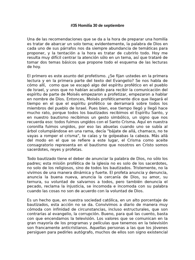 35 Homilía 30 de Septiembre Revisado | PDF