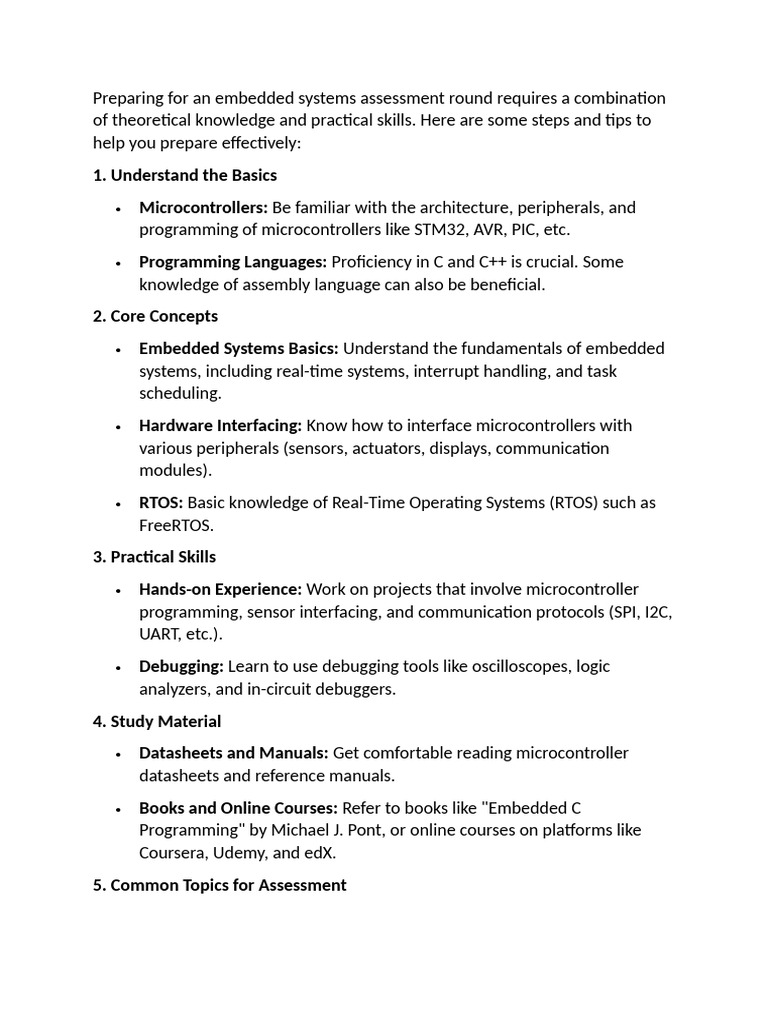 Preparing For An Embedded Systems Assessment Round Requires A ...