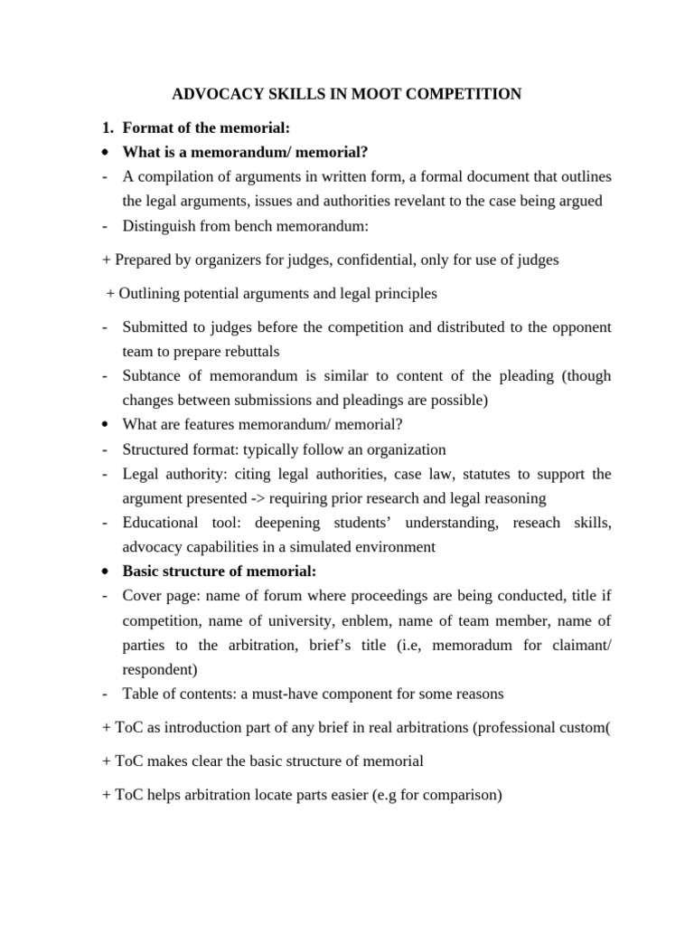 3 Advocacy Skills In Moot Competition Pdf