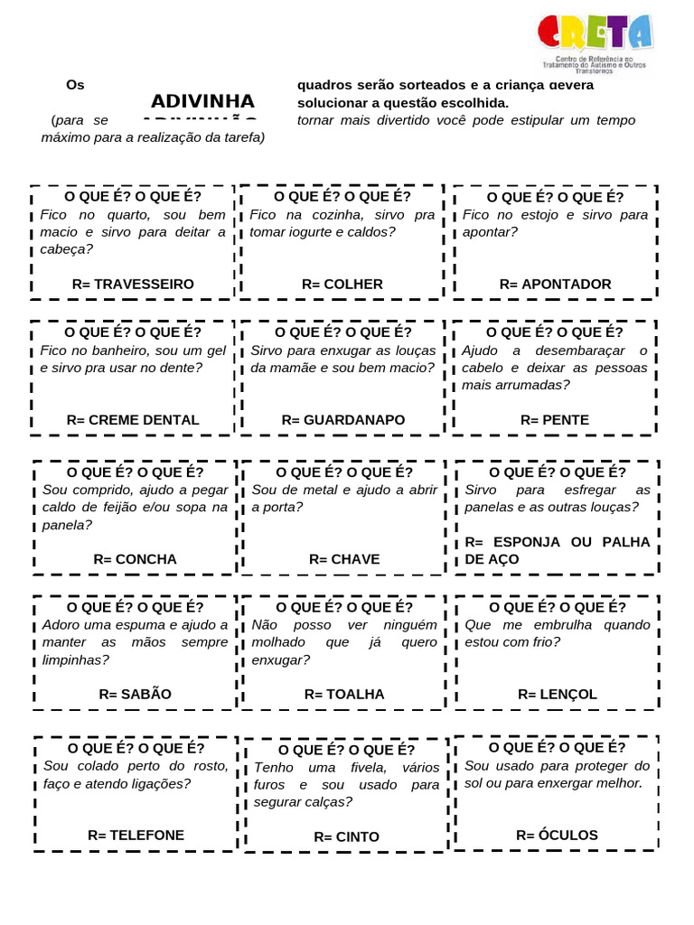 Atividades de Adivinhação Divertidas | PDF | Artes Linguísticas e ...