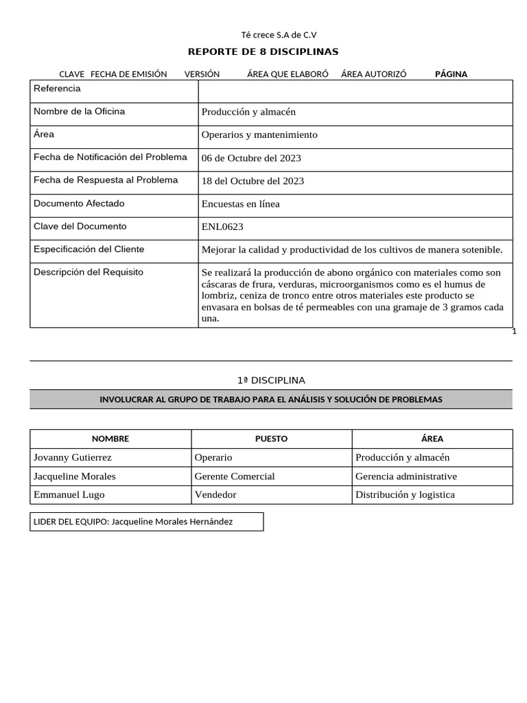 Tabla De Las 8 Diciplinas Mio Pdf