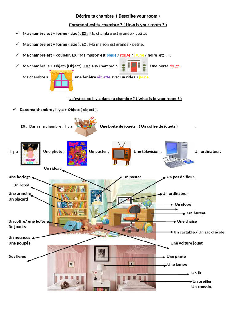 Cours Enfants Decrire Ta Chambre | PDF