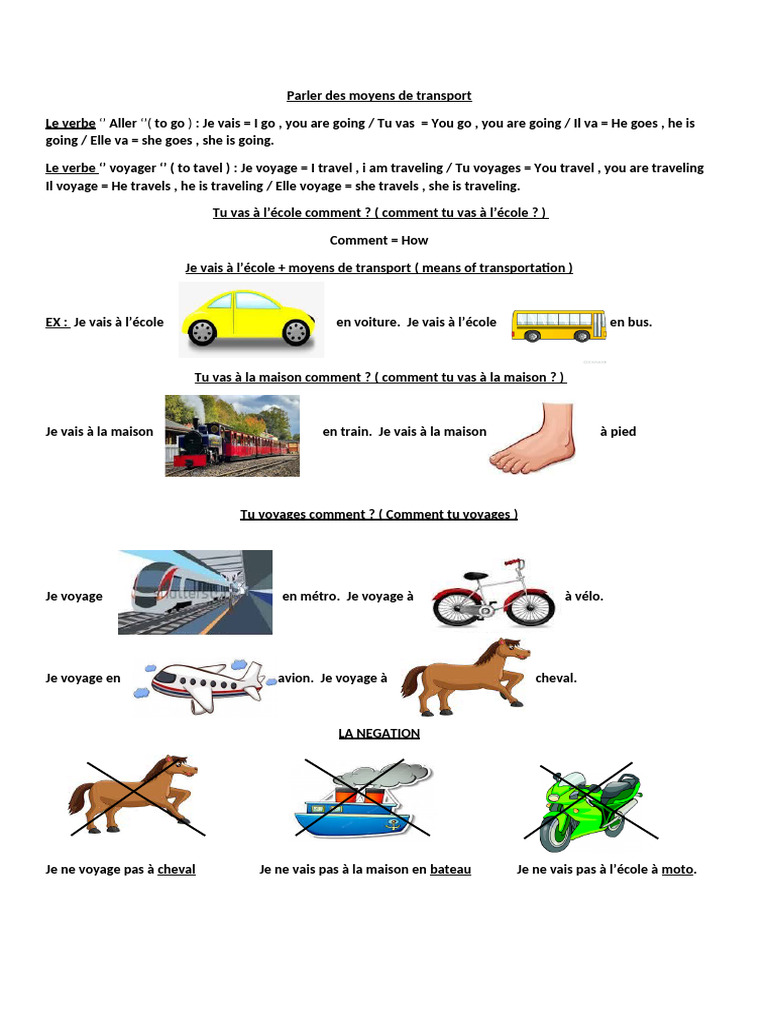 Moyens de transport en français | PDF | Bien-être