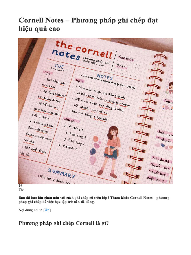 Cornell Notes - Phương pháp ghi chép hiệu quả - 2 | PDF