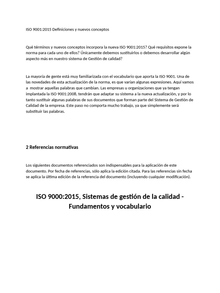 Capitulos 2 y 3 Iso 900 2015 | PDF