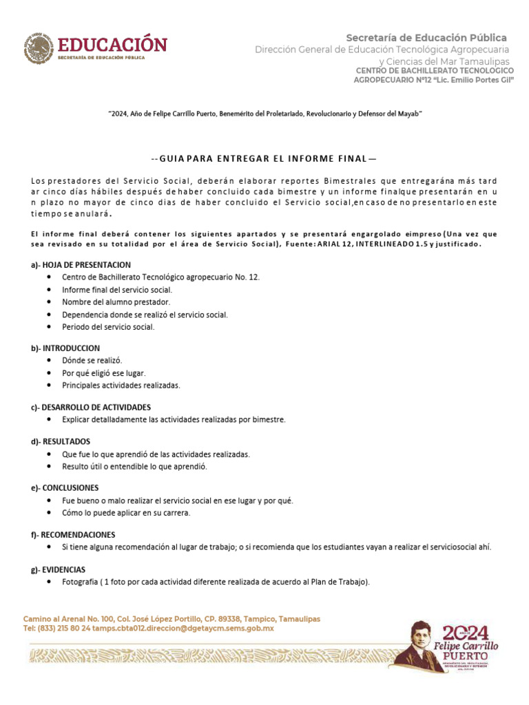 FSS7. Guía para Entregar El Informe Final | PDF