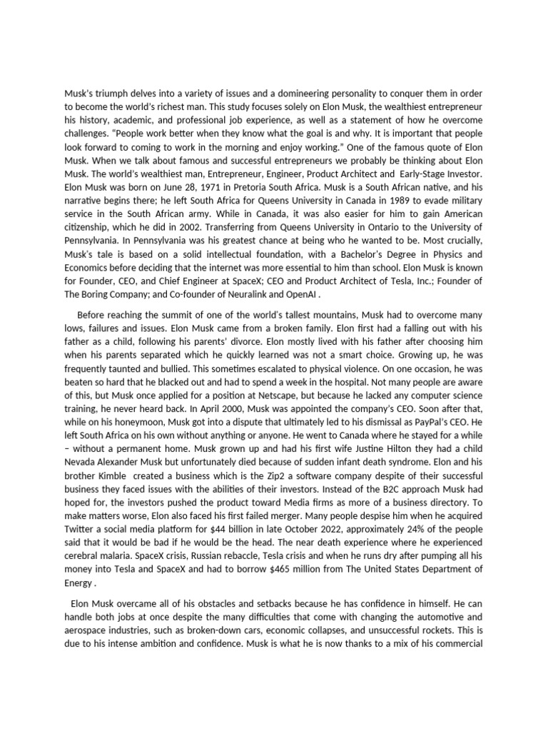 Elon Musk Case Study | PDF