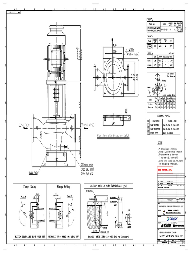 MD1-0-V-142-01-11001, G.A Drawing For HFO Supply Booster Pump (Rev.A) | PDF