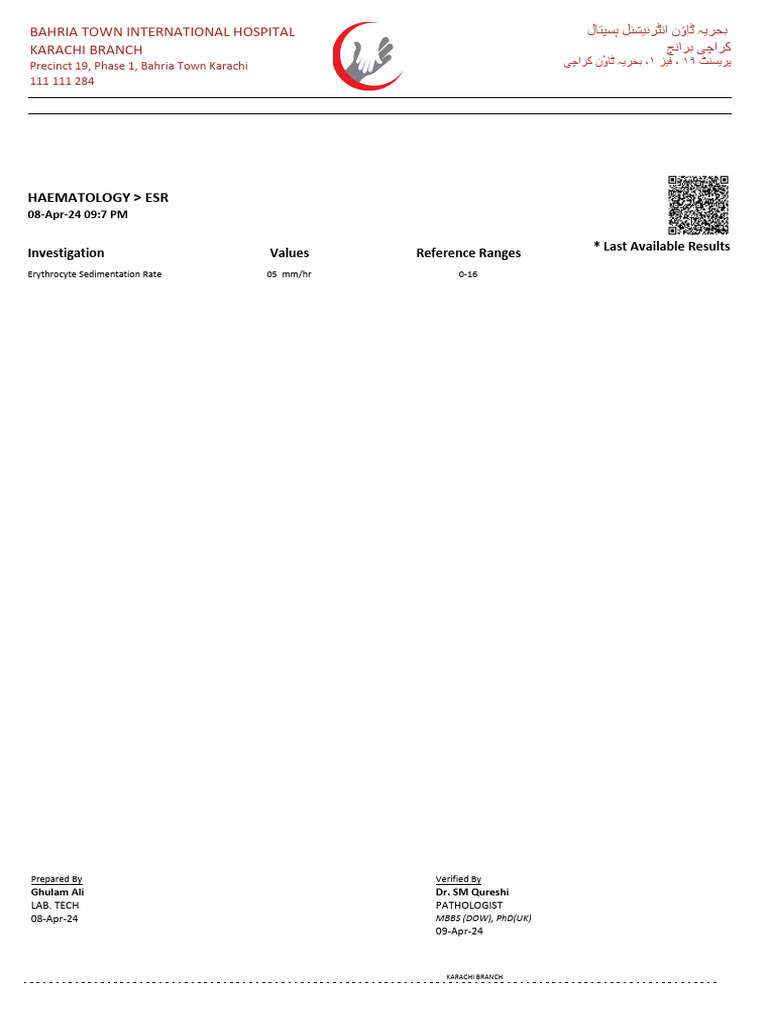 Haematology ESR | PDF