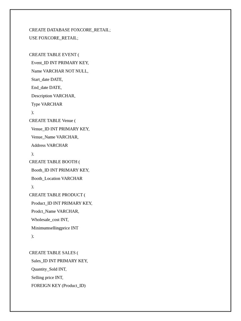 Create database foxcore pdf