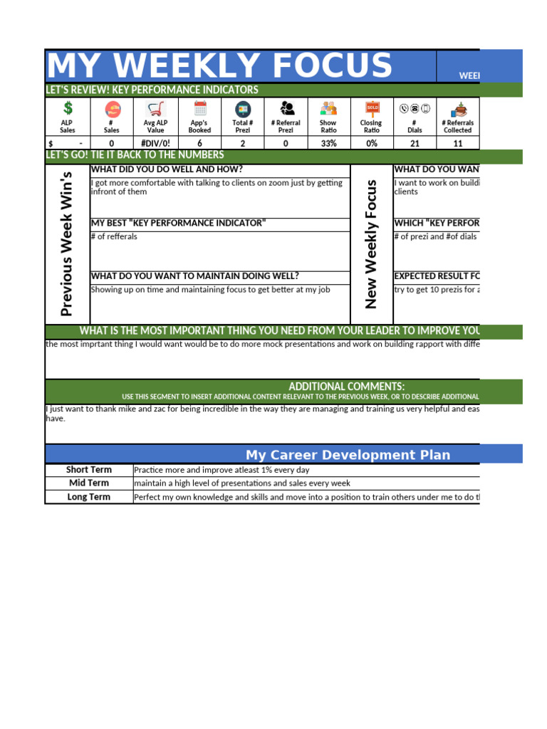 My Weekly Focus | PDF