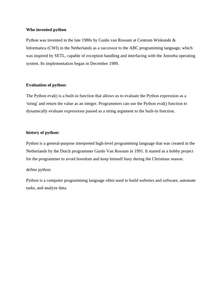 Who Invented Python | PDF