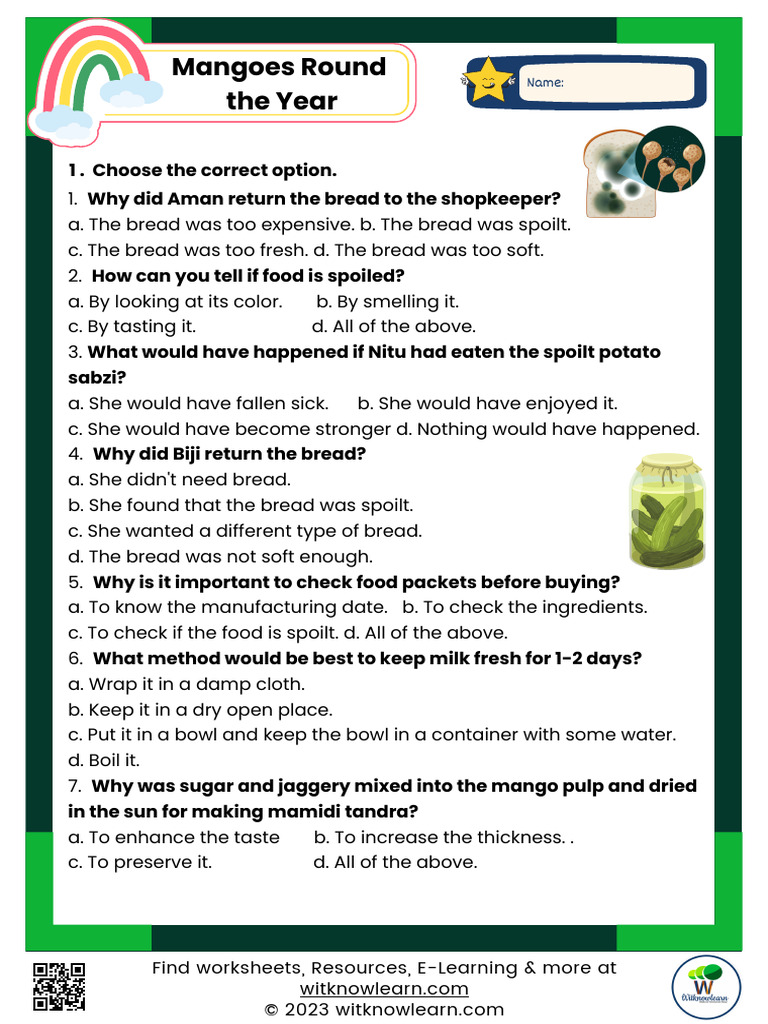 Mangoes Round the Year Class 5 Worksheet Answers Key a Comprehensive