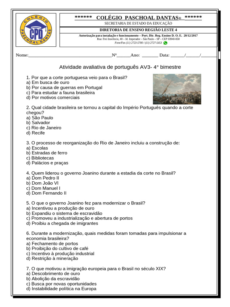 Prova de Historia 4 Ano | PDF