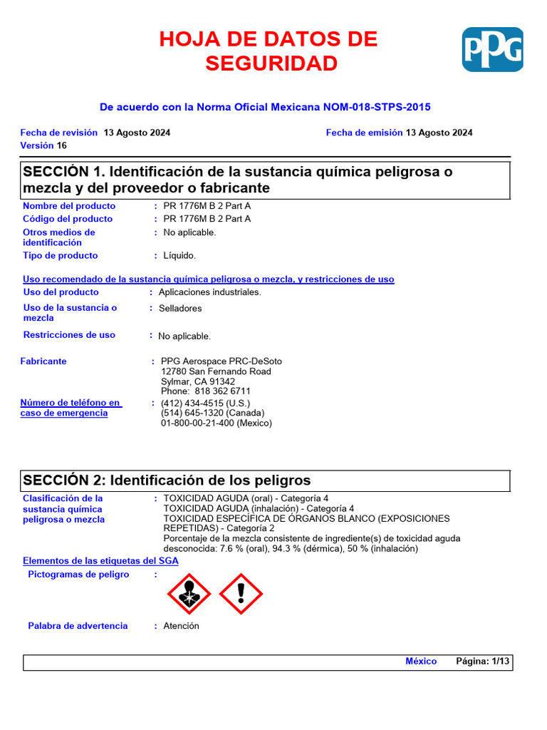 HDS Sellador Parte A | PDF