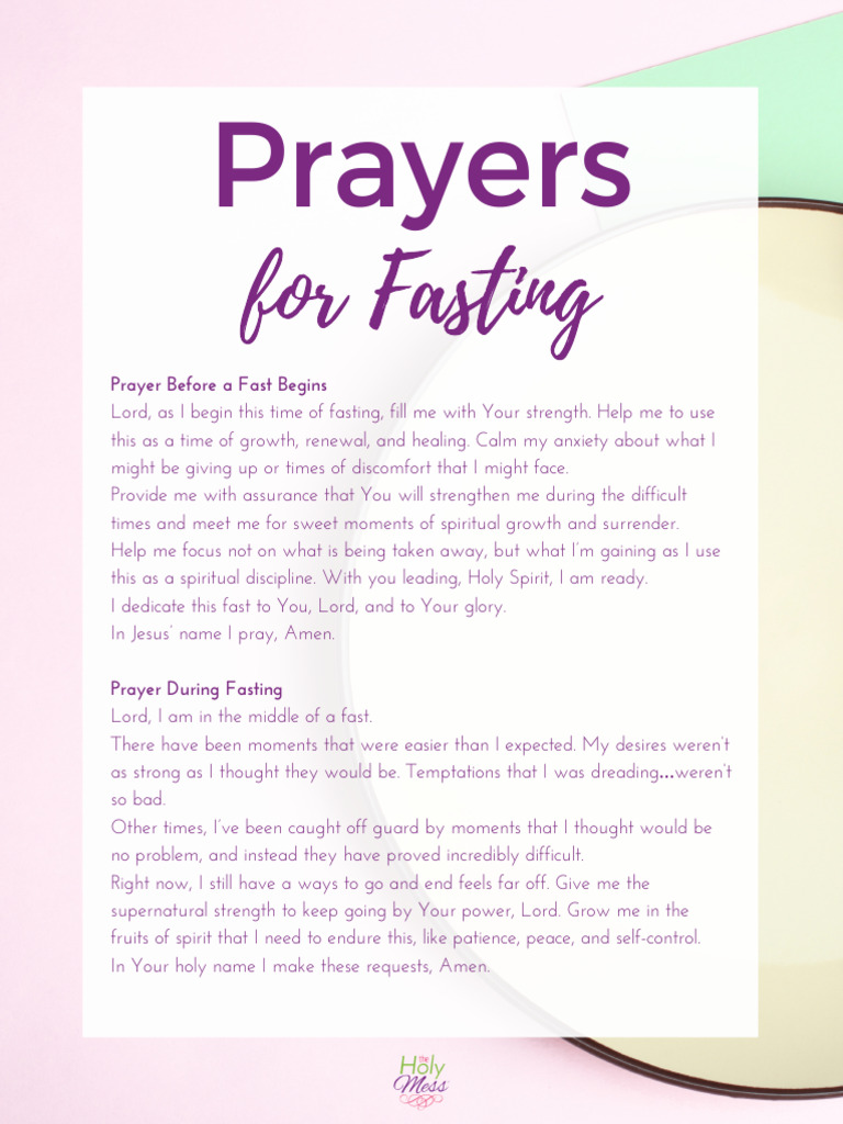 Prayers for Fasting and Spiritual Growth | PDF | Prayer | Self Control
