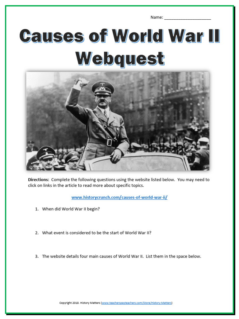 Causes of World War II Webquest QUESTIONS | PDF