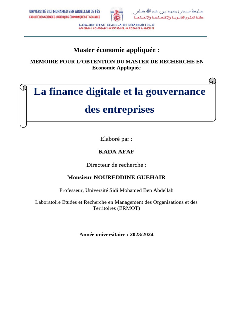 Version Finale De Mémoire 1 Pdf