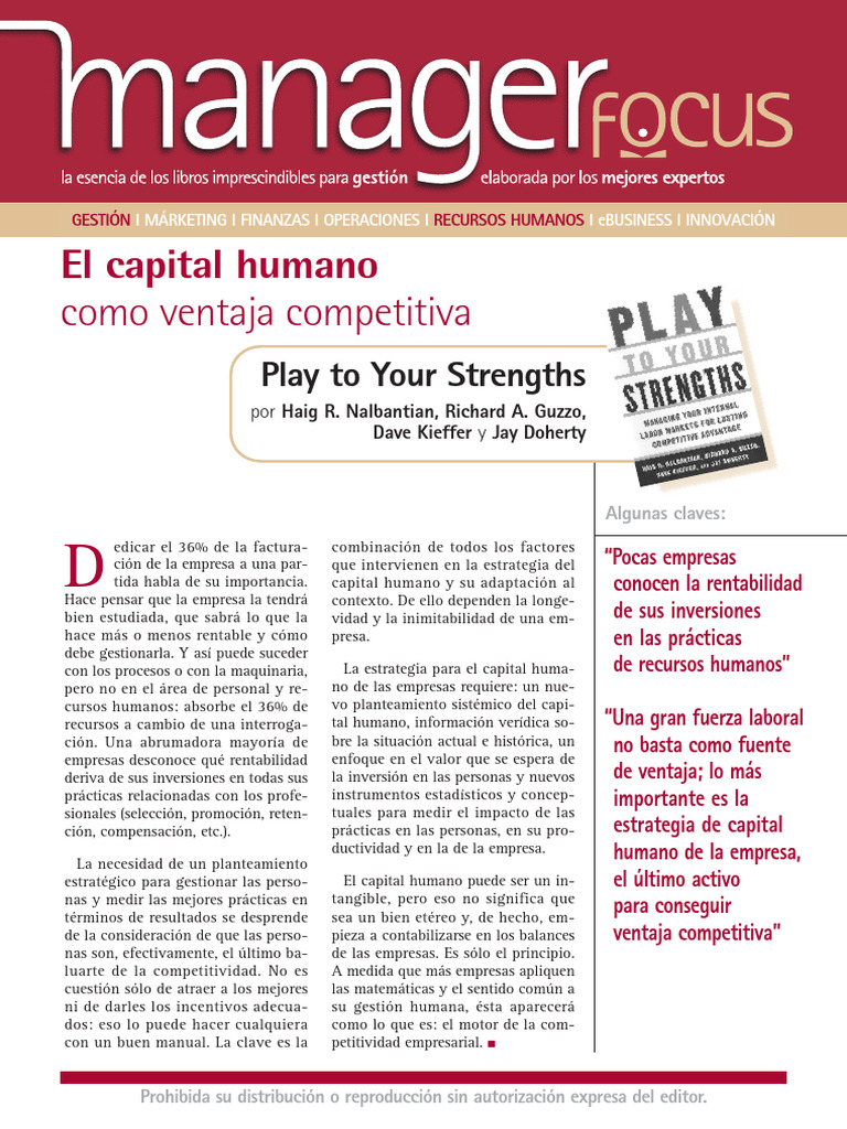 El Capital Humano Como Ventaja Competitiva | PDF