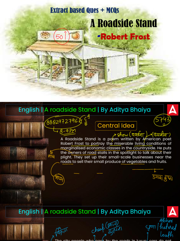 A Roadside Stand Central Idea & MCQs UP Board Notations | PDF