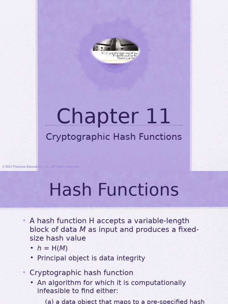 Ch11 - Cryptographic Hash Functions+مختصر | PDF
